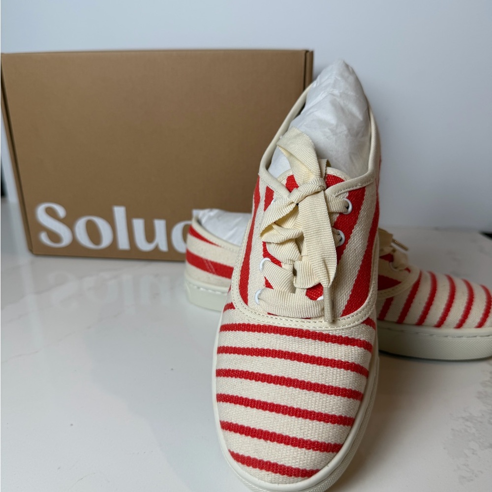 Brand New - Soludos Women’s Marin Striped Red and White Espadrille Sneakers
